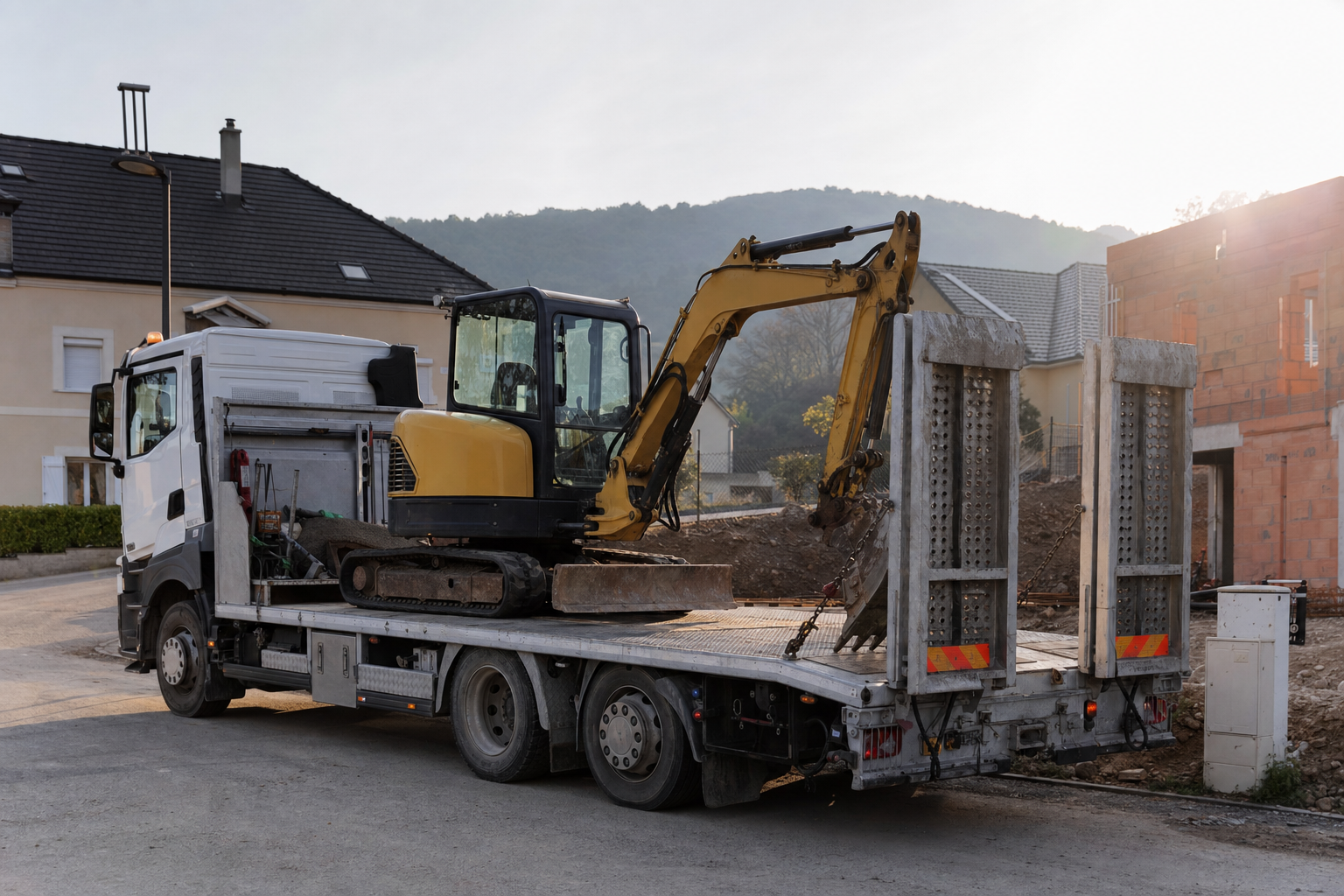 Livraison engin sur chantier
